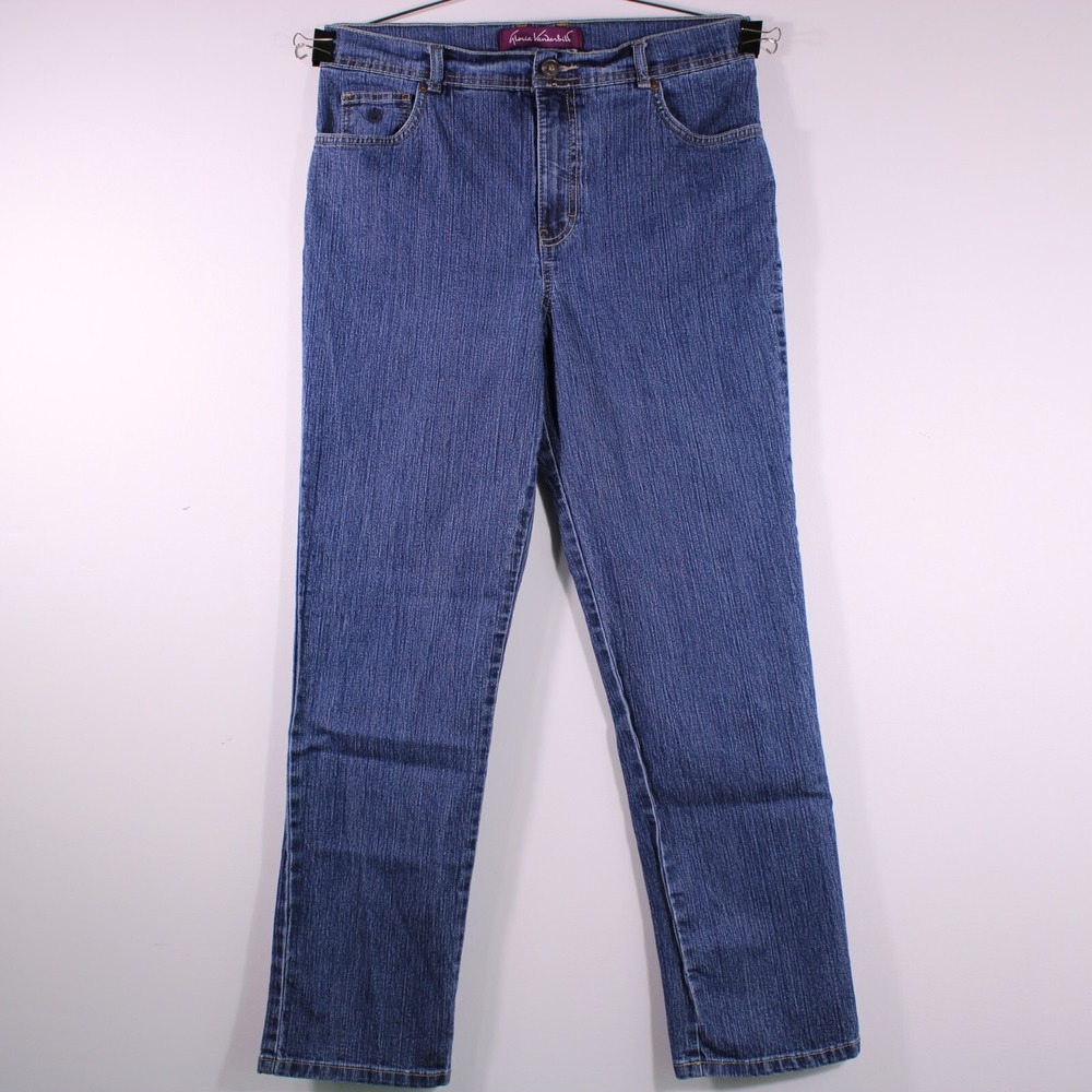 Gloria Vanderbilt Straight Leg Jeans Womens 14 Petite‎ High Rise Stretch Denim